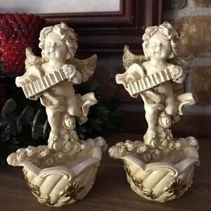 Rare Vintage Hand Carved Angel Cherubs